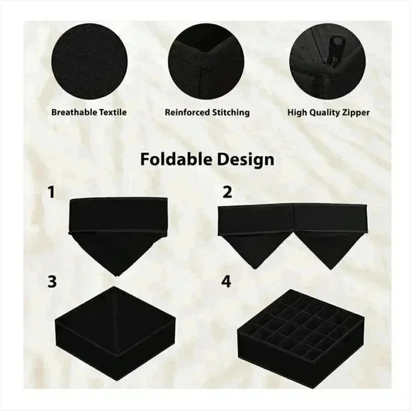 Black Canvas Square Storage Bin NEW - Picture 3 of 9